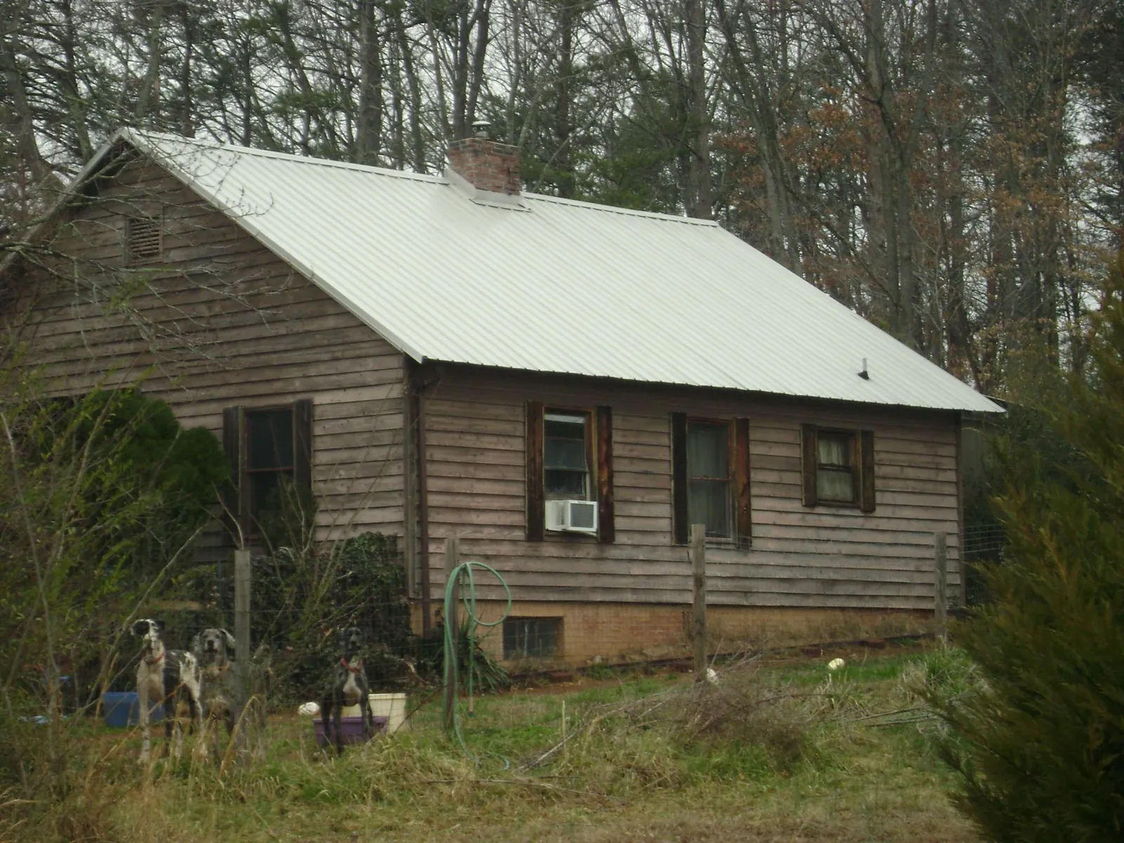 White metal roof on an old wood sided farmhouse, from a Asphalt Shingle Roof Repair job in Upper Darby